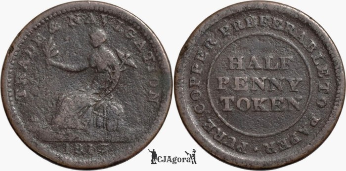 1813, &frac12; penny - Trade &amp; Navigation Token - Noua Scoție ( Provinciile Canadiene )