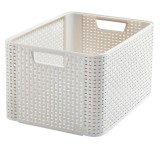 Cos de depozitare Curver Style L crem, aspect ratan, 43,6 x 32,6 x 23 cm