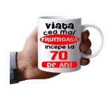 Cana alba personalizata, Viata frumoasa incepe la 70 de ani, INOVATIX&reg;. 330 ml