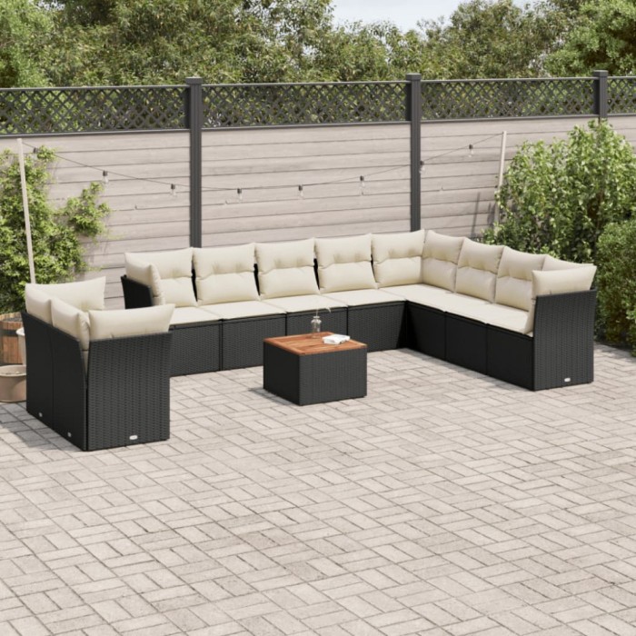 Gossi set canapele de gradina cu perne, 11 piese, negru, poliratan