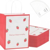 Cumpara ieftin Set de 16 pungi de hartie kraft cu manere, perfecte pentru cadouri, aniversare, rosu cu alb Rosu Hartie 21 cm 15 cm 21 cm 8 cm Ideale pentru cadouri c