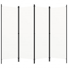 vidaXL Paravan de cameră cu 4 panouri, alb crem, 200 x 180 cm