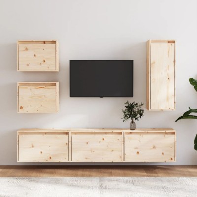 Comode TV, 6 buc., lemn masiv de pin foto