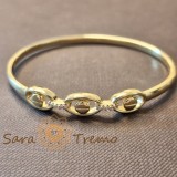 Bratara Privirea Timpului , fixa, motive ovale si zirconia, placata aur 14K