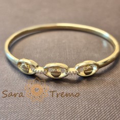Bratara Privirea Timpului , fixa, motive ovale si zirconia, placata aur 14K
