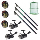Set pescuit sportiv cu lanseta EastShark de 3.6m, 3 mulinete CFC2000, 3 fire si juvelnic cu 3 inele