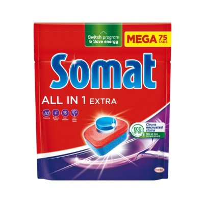 Detergent tablete pentru masina de spalat vase Somat All in one Extra, 75 tablete foto