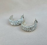 CERCEI TIP CREOLĂ DIN METAL ARGINTIU CU PIETRE STRĂLUCITOARE
