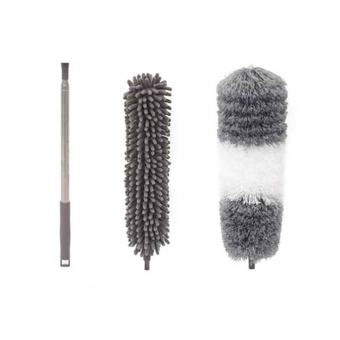Mop din Microfibra pentru Curatenie, Flippy, Set 2 Capete Detasabil, Mop din Microfibra, Pamatuf pentru Praf, Maner Extensibil, EVA, Impachetate in Sa