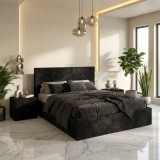 Pat Tapitat Elys Negru Catifea Premium Cu Noptiere Tapitate Contactează-ne