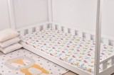 Cearsaf pat 90x200x10 cm bumbac 100% model dinozauri