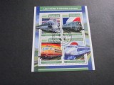 Togo 2017 Bloc de Timbre Poștale &ndash; 4 Trenuri Legendare (Pioneer Zephyr, SNCF, DB, Shinkansen), 800F, obliterat, Transporturi, Stampilat