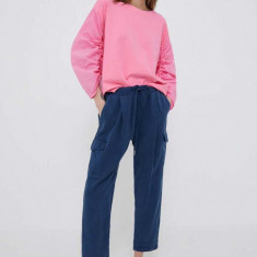 Pepe Jeans pantaloni Jynx femei, culoarea albastru marin, fason cargo, high waist