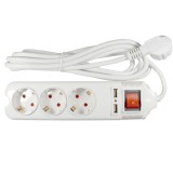 Prelungitor Lohuis 3 prize cu 2 USB, 3 m - 3500 W