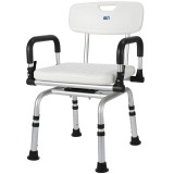 Scaun de baie/dus rotativ, Linomag&reg;, Reglabil pe inaltime, Ventuze de prindere, Spatar, Sezut moale, Manere rabatabile, Rotatie 360&deg;, din Aluminiu, Pe