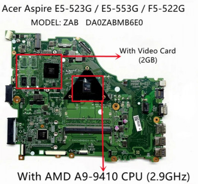 Placa de baza Acer Aspire E5-553 E5-523 E5-523G AMD A9-9410 2,90Ghz AMD R5 2Gb foto