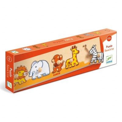 Puzzle cu buton Savana, Djeco foto