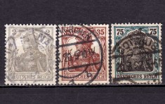 ✅ (S42) Germania Reich 1918 &quot;Uzuale - Germania ( VII ) &quot; &quot; serie completa Michel 102/104 , stampilate