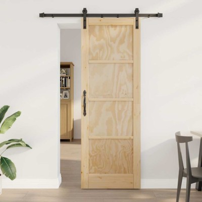 vidaXL Ușa glisantă Manual Natural și negru 73.5 x 211 cm foto