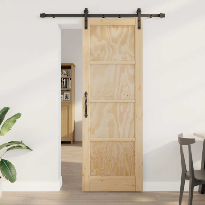 vidaXL Ușa glisantă Manual Natural și negru 73.5 x 211 cm