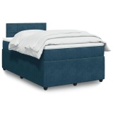 Cumpara ieftin Pat box spring cu saltea, albastru, 120x200 cm, catifea