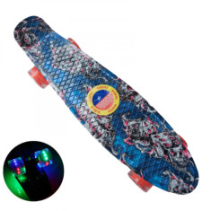 Skateboard cu lumini - 22 55 cm Cruiser Mini Penny Board - Graffiti Blue foto