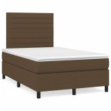 vidaXL Pat box spring cu saltea, maro &icirc;nchis, 120x190 cm, textil