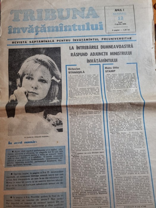 ziarul tribuna invatamantului 2 aprilie 1990