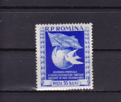 ROMANIA 1955 LP 384 ADUNAREA MONDIALA PENTRU PACE HELSINKI MNH foto