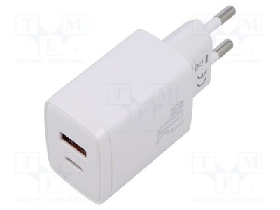 Alimentator plug-in BASEUS 5-12V 20W USB C și USB A alb foto