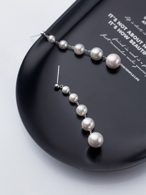 Cercei Din Argint cu Perla Model Lung 6 cm Elegante ARG197E foto