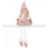 Cumpara ieftin Decoratiune iarna, fata cu caciulita si fular, maro si alb, 17x12x54 cm, Strend Pro