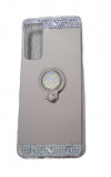 Husa silicon oglinda , inel si pietricele Huawei P Smart 2021 , Argintiu