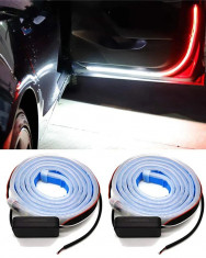 Set 2 benzi flexibile de avertizare cu lumina LED pentru usa auto, 120cm, 12v foto