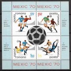 Romania 1970 - C.M. de Fotbal - Mexic, colita dantelata, MNH, LP 729a