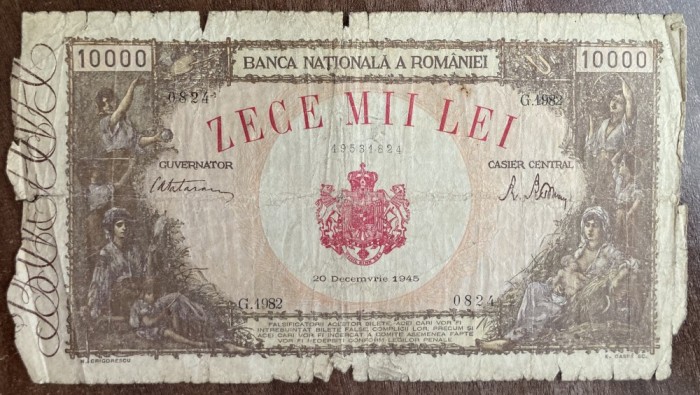 B11 63 - Bancnota foarte veche - Romania - 10000 lei emisiune 20 decembrie 1945