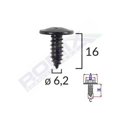 Surub Fixare Elemente Exterior Pentru Toyota, Kia, Hyundai 6.2X16mm Set 10 Buc 135129 C60623-RMX foto