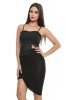 Bustiera Neagra cu Franjuri, Bretele Subtiri si Fermoar - Top Scurt Dama, Marimi S, M, L, XL