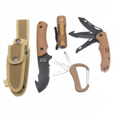 Set Cutit, Briceag, Lanterna, accesorii Outdoor Coyote Tan MFH 45451R