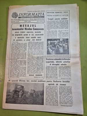 ziarul informatia bucurestiului 31 octombrie 1988 - mesajul lui ceusescu adresat taranimii cooperatiste foto