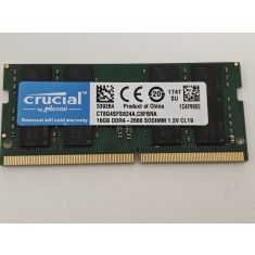 Memorie Ram Laptop Crucial 16GB, DDR4, 2Rx8, PC4-2666V, 2666Mhz, CT8G4SFS824A.C8FRA, PC4-21300, CL19, 1.2V, Non-ECC, sodimm, 260 pini
