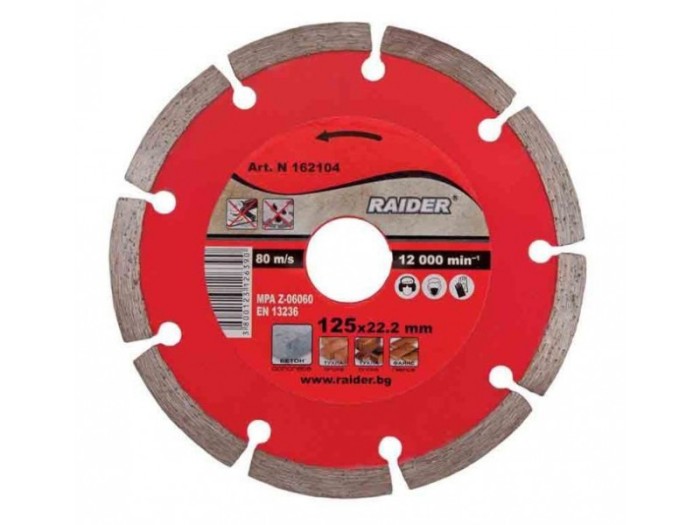 Disc diamantat taiere in mediu uscat 125 mm Raider 162104