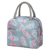 Geanta termica pentru pranz cu model flamingo, 21 x 13 x 23 cm, panza, aluminiu, multicolor