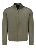 Cumpara ieftin Pulover cu fermoar barbati, cu mini logo brodat, Regular fit, verde inchis, 2XL