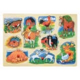 Puzzle lemn, Animalele de la fermă 10 piese, Woodyland
