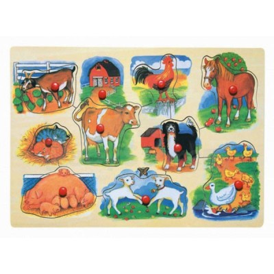 Puzzle lemn, Animalele de la fermă 10 piese foto