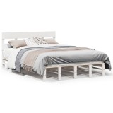 Cumpara ieftin Cadru de pat fara saltea, alb, 120x200 cm, lemn masiv pin