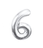 Balon folie sub forma de cifra, argintiu, 85 cm-Tip Cifra 6