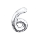 Balon folie sub forma de cifra, argintiu, 85 cm-Tip Cifra 6