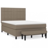 Cumpara ieftin Pat continental cu saltea gri taupe 140x200 cm material textil